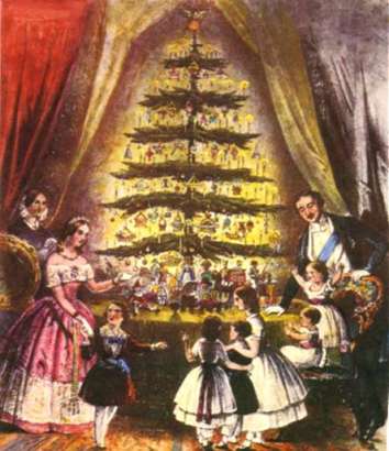 The British tradition of stealing German traditions all began with Prince Albert, Victoria's German husband. This picture of the royal family gathered around their Christmas tree was printed in the Illustrated London News in 1848.